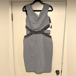 NWT Little Mistress beaded cocktail dress with side cutouts